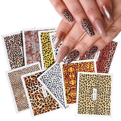 1Gb Leoparda apdrukas dizaini Nail Art Water Transfer Uzlīmes Uzlīmes Eye Full Tetovējums Aptinumi Slīdošs Manikīra Dekorācija NTSTZ816-855