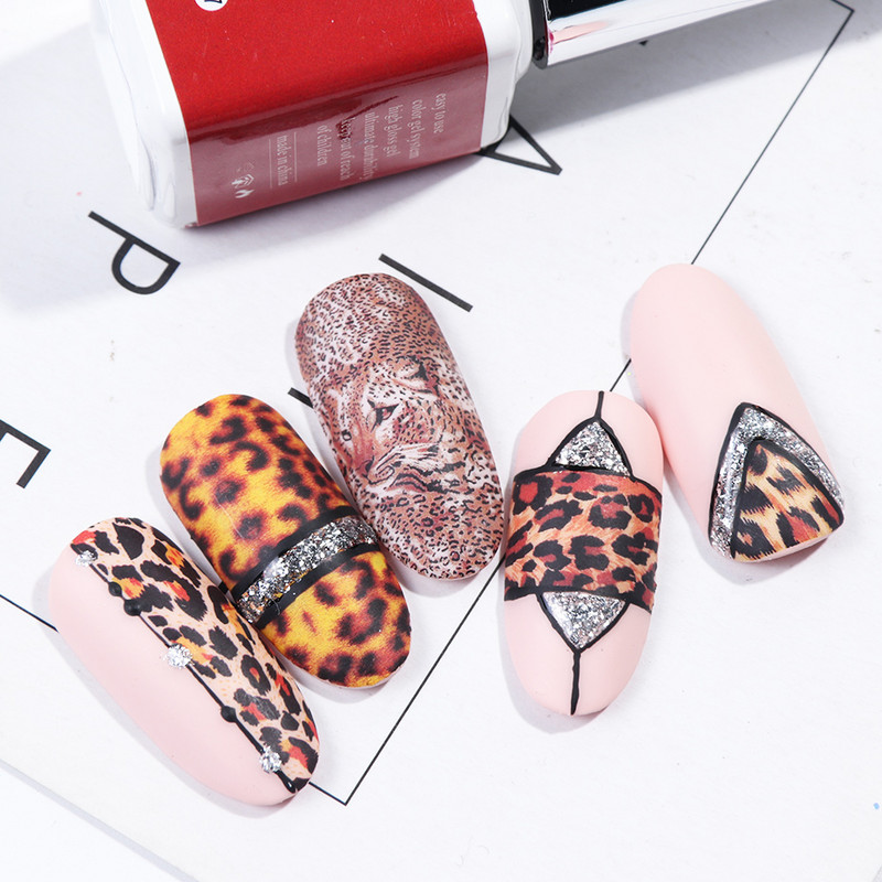 1PCS Modele cu imprimeu de leopard Nail Art Autocol de transfer de apă Decalcomanie Ochi Full Tattoo Wraps Slider Manichiură Decor NTSTZ816-855
