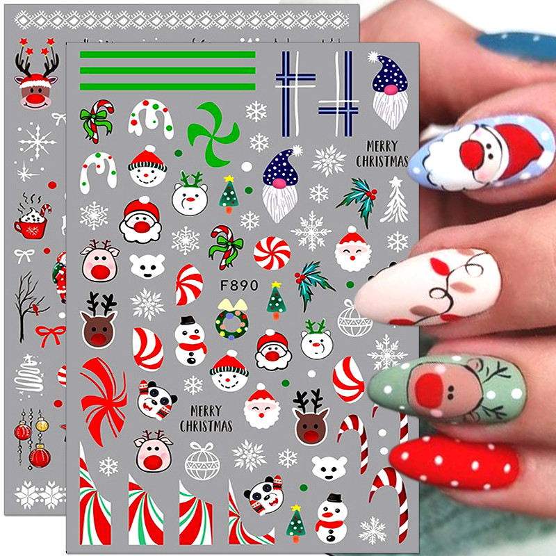 Božićne naljepnice za nokte Slatki pingvin Djed Božićnjak Jelen naljepnice za nokte Zimski ukrasi za nokte Snježna pahulja Naljepnice za nokte Manikura