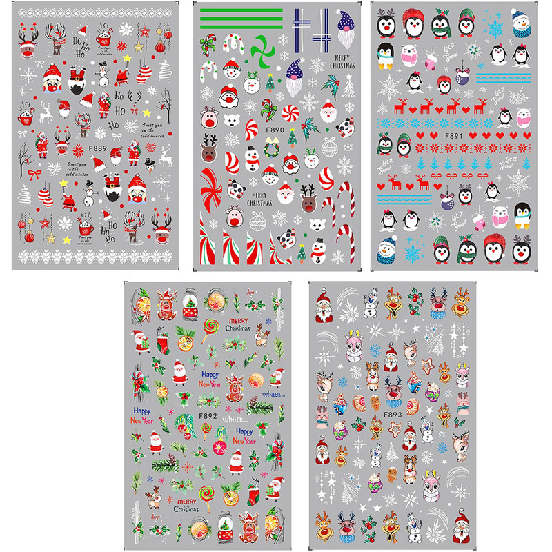 Božićne naljepnice za nokte Slatki pingvin Djed Božićnjak Jelen naljepnice za nokte Zimski ukrasi za nokte Snježna pahulja Naljepnice za nokte Manikura