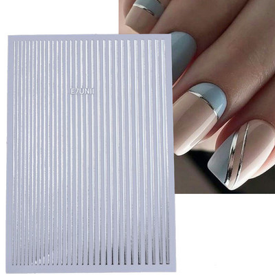 3D jooned küünekleebised isetegemine roosa kuld metallist triibulised jooned tähed kleebised kõverad küünte kunsti liugurid isekleepuvad kaunistused maniküür