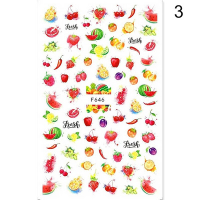1PC Autocolante de apă pentru unghii, lămâie, banană, pepene verde, avocado, fructe, frunze, glisoare de transfer de apă, autocolante pentru unghii, manichiură
