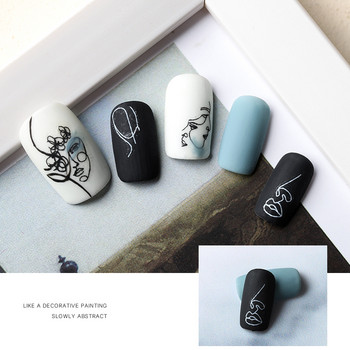 2020 Нови 3D стикери за изкуство на ноктите Bohemia Black Letter Abstract Image Стикери за нокти за нокти Стикери Декорации Маникюр Z0347
