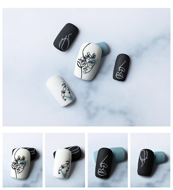 2020 Нови 3D стикери за изкуство на ноктите Bohemia Black Letter Abstract Image Стикери за нокти за нокти Стикери Декорации Маникюр Z0347