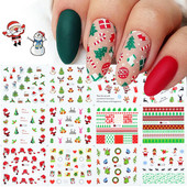 12 buc. Autocolante pentru unghii cu desene animate de Crăciun Autocolante de apă Iarnă Moș Crăciun Glisoare pentru unghii Folii Decoratiuni de Anul Nou TRA1165-1176