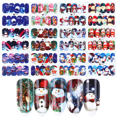12 buc. Autocolante pentru unghii cu desene animate de Crăciun Autocolante de apă Iarnă Moș Crăciun Glisoare pentru unghii Folii Decoratiuni de Anul Nou TRA1165-1176