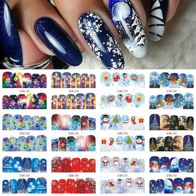 12 buc. Autocolante pentru unghii cu desene animate de Crăciun Autocolante de apă Iarnă Moș Crăciun Glisoare pentru unghii Folii Decoratiuni de Anul Nou TRA1165-1176