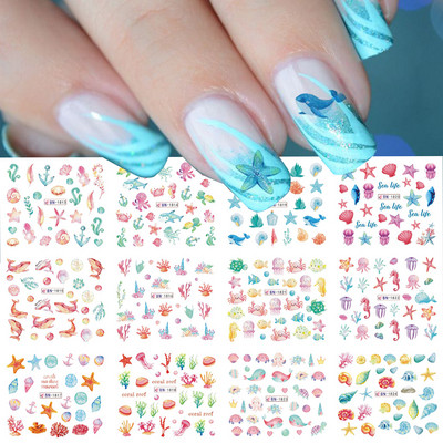 Tulbikleebised küüntele Suvised Tulbid Lillelehed Spider Line Nail Art liugurid Galanthus Lumikellukese lilleline maniküür Decor BN-2273