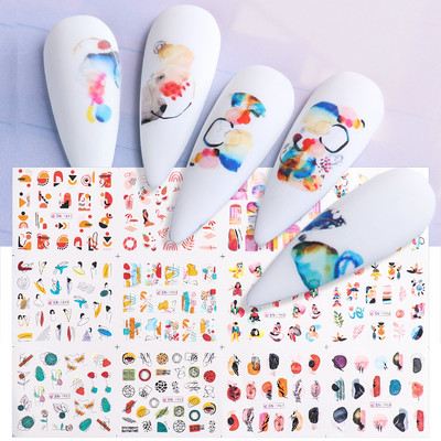 Tulbikleebised küüntele Suvised Tulbid Lillelehed Spider Line Nail Art liugurid Galanthus Lumikellukese lilleline maniküür Decor BN-2273