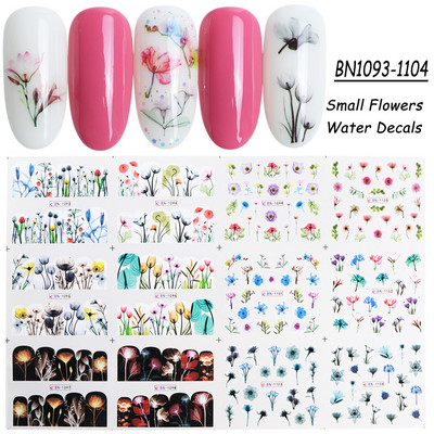 Tulbikleebised küüntele Suvised Tulbid Lillelehed Spider Line Nail Art liugurid Galanthus Lumikellukese lilleline maniküür Decor BN-2273