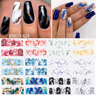 Tulbikleebised küüntele Suvised Tulbid Lillelehed Spider Line Nail Art liugurid Galanthus Lumikellukese lilleline maniküür Decor BN-2273