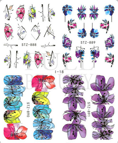 Tulbikleebised küüntele Suvised Tulbid Lillelehed Spider Line Nail Art liugurid Galanthus Lumikellukese lilleline maniküür Decor BN-2273