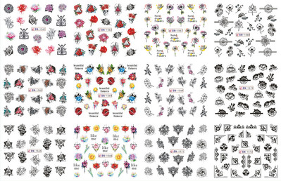 12 tk Roosad tulbid, lilled, küünekleebised lavendel lumikellukesed, suvised 3D küünekleebised, veeülekande liugurid, maniküüri kaunistused.