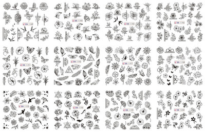 12 tk Roosad tulbid, lilled, küünekleebised lavendel lumikellukesed, suvised 3D küünekleebised, veeülekande liugurid, maniküüri kaunistused.