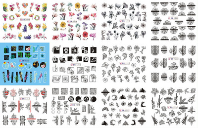 12 tk Roosad tulbid, lilled, küünekleebised lavendel lumikellukesed, suvised 3D küünekleebised, veeülekande liugurid, maniküüri kaunistused.