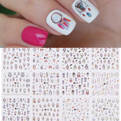12 τμχ Σετ αυτοκόλλητα νυχιών ανθισμένα λουλουδάτα φύλλα Νυχιών Χαλκομανίες Νερού Χαλκομανίες Μεταφοράς μεμβράνης για τρισδιάστατες διακοσμήσεις νυχιών