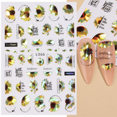 3D Laser-päevalilleküünekleebised Kevadine tulbiõis Liblikas Holo Kleebised Lillelised Lehed Liimivad liugurid Läikivad fooliumid Mähised LAL066