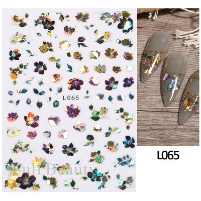 3D Laser-päevalilleküünekleebised Kevadine tulbiõis Liblikas Holo Kleebised Lillelised Lehed Liimivad liugurid Läikivad fooliumid Mähised LAL066