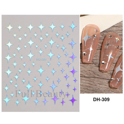 3D Laser-päevalilleküünekleebised Kevadine tulbiõis Liblikas Holo Kleebised Lillelised Lehed Liimivad liugurid Läikivad fooliumid Mähised LAL066