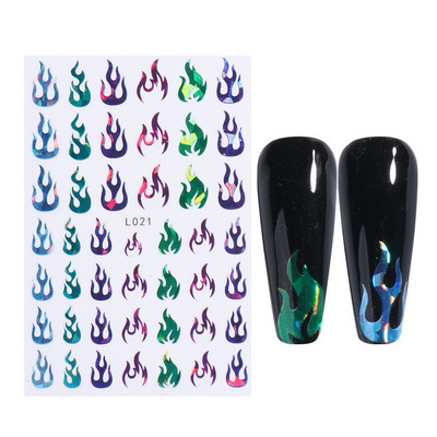 3D Laser-päevalilleküünekleebised Kevadine tulbiõis Liblikas Holo Kleebised Lillelised Lehed Liimivad liugurid Läikivad fooliumid Mähised LAL066