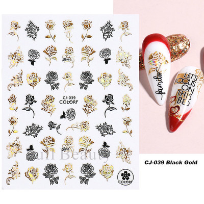 3D Laser-päevalilleküünekleebised Kevadine tulbiõis Liblikas Holo Kleebised Lillelised Lehed Liimivad liugurid Läikivad fooliumid Mähised LAL066