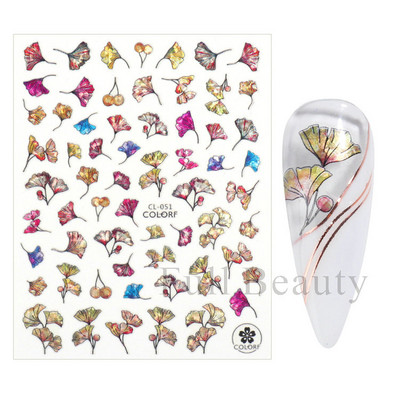 3D Laser-päevalilleküünekleebised Kevadine tulbiõis Liblikas Holo Kleebised Lillelised Lehed Liimivad liugurid Läikivad fooliumid Mähised LAL066