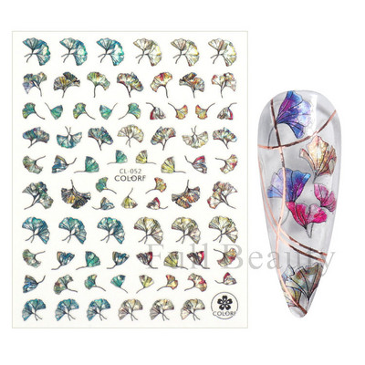 3D Laser-päevalilleküünekleebised Kevadine tulbiõis Liblikas Holo Kleebised Lillelised Lehed Liimivad liugurid Läikivad fooliumid Mähised LAL066