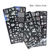 2021 Νέο κιτ για σφράγιση νυχιών για το Halloween Πλάκες για τρόμο Ghost Skull Pumpkin Spider Nail Art Stamping Plates Nail Brush