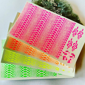 Ζεστό! SnakeSkin Tattoo-Iridescent Neon Water Transfer Sticker Nail,Snake-Skin διακοσμητικό μοτίβο μανικιούρ αυτοκόλλητο stick *8*10NK