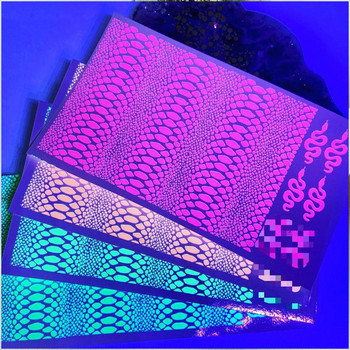 Ζεστό! SnakeSkin Tattoo-Iridescent Neon Water Transfer Sticker Nail,Snake-Skin διακοσμητικό μοτίβο μανικιούρ αυτοκόλλητο stick *8*10NK