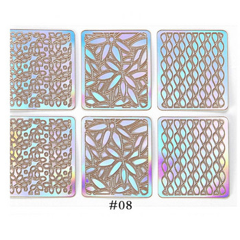 24 φύλλα Laser Nail Art Hollow αυτοκόλλητα Βινύλια νυχιών Οδηγός μεταφοράς εικόνας 3D Σετ στένσιλ με ακανόνιστο σχέδιο Μικτά αυτοκόλλητα