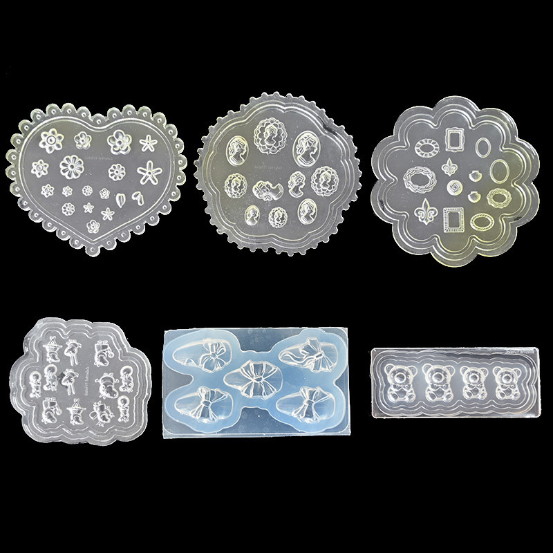 1 tk 3D nikerdatav silikoonvorm küünte stantsimiskaru vibu-sõlm lillevormi plaat küüned šabloonid reljeefsed kaunistused mallide tarvikud *