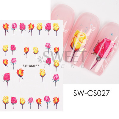 Őszi Nail Art matrica Maple Leaf Fall Köröm Design Fekete Sárga Levelek Manikűrhöz 3D Gél Lakk Októberi Sliders Fóliák SLSW-CS