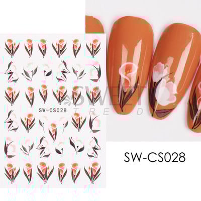 Őszi Nail Art matrica Maple Leaf Fall Köröm Design Fekete Sárga Levelek Manikűrhöz 3D Gél Lakk Októberi Sliders Fóliák SLSW-CS