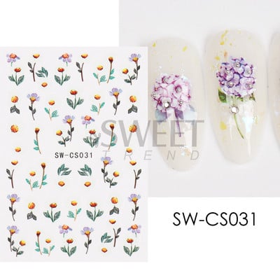 Őszi Nail Art matrica Maple Leaf Fall Köröm Design Fekete Sárga Levelek Manikűrhöz 3D Gél Lakk Októberi Sliders Fóliák SLSW-CS