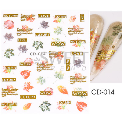 Őszi Nail Art matrica Maple Leaf Fall Köröm Design Fekete Sárga Levelek Manikűrhöz 3D Gél Lakk Októberi Sliders Fóliák SLSW-CS