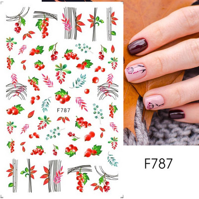 Őszi Nail Art matrica Maple Leaf Fall Köröm Design Fekete Sárga Levelek Manikűrhöz 3D Gél Lakk Októberi Sliders Fóliák SLSW-CS