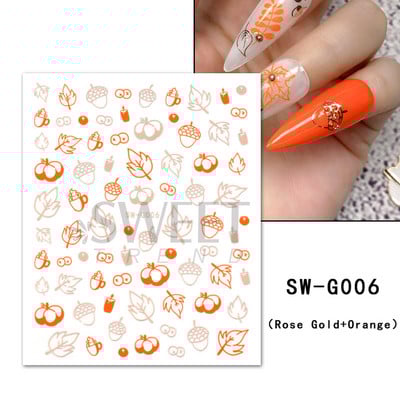 Őszi Nail Art matrica Maple Leaf Fall Köröm Design Fekete Sárga Levelek Manikűrhöz 3D Gél Lakk Októberi Sliders Fóliák SLSW-CS