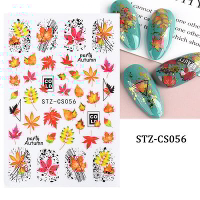 Őszi Nail Art matrica Maple Leaf Fall Köröm Design Fekete Sárga Levelek Manikűrhöz 3D Gél Lakk Októberi Sliders Fóliák SLSW-CS