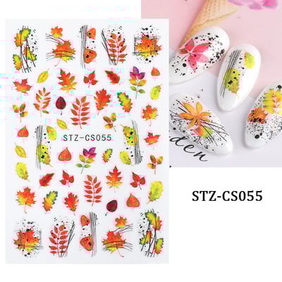 Őszi Nail Art matrica Maple Leaf Fall Köröm Design Fekete Sárga Levelek Manikűrhöz 3D Gél Lakk Októberi Sliders Fóliák SLSW-CS
