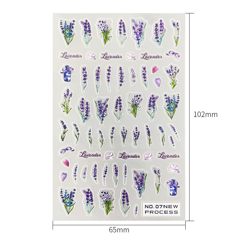 3D naljepnica za nokte Cvijet lavande Transfer Naljepnice za nokte Cvjetni listovi Samoljepljivi klizač Nail Art Dodaci Dekoracije