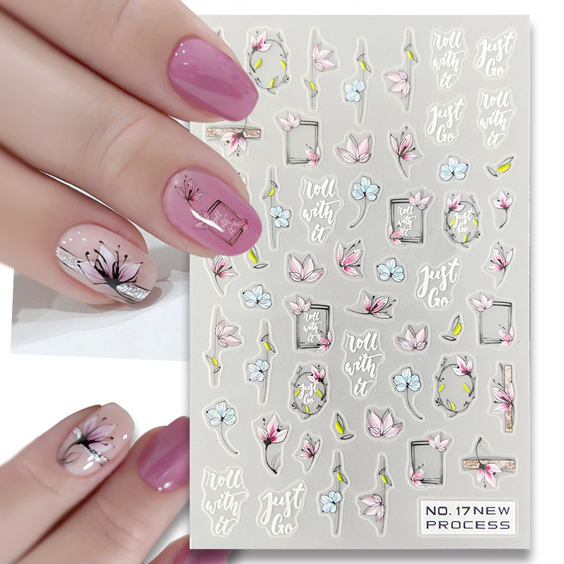 3D naljepnica za nokte Cvijet lavande Transfer Naljepnice za nokte Cvjetni listovi Samoljepljivi klizač Nail Art Dodaci Dekoracije