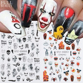 Απόκριες 3D αυτοκόλλητα νυχιών Anime Skull Bone Snake Sliders Σχεδιασμός Γυαλιστερή φωτεινή διακόσμηση μανικιούρ Decal CHSTZCS051-057