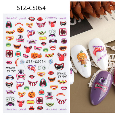 Απόκριες 3D αυτοκόλλητα νυχιών Anime Skull Bone Snake Sliders Σχεδιασμός Γυαλιστερή φωτεινή διακόσμηση μανικιούρ Decal CHSTZCS051-057