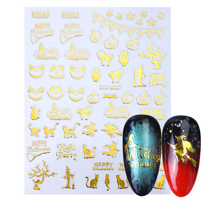 Απόκριες 3D αυτοκόλλητα νυχιών Anime Skull Bone Snake Sliders Σχεδιασμός Γυαλιστερή φωτεινή διακόσμηση μανικιούρ Decal CHSTZCS051-057