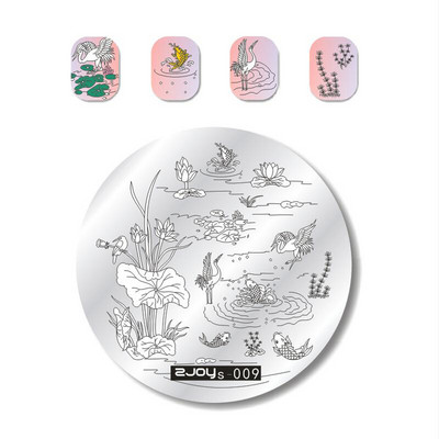 1 buc. Șabloane de artă pentru unghii cu model multi-stil 5,6 cm Șabloane de ștanțare a plăcii de imprimare a imaginii cu design de flori pentru manichiură Instrumente pentru șablon E#