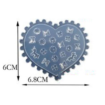 Όμορφη φόρμα νυχιών με χάραξη σιλικόνης 3D φιόγκο Love Heart Shape Mold Stamping Plate Nail Template DIY Nail Tool