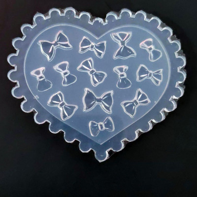 Красива силиконова форма за гравиране на нокти 3D Bow Love Heart Shape Mold Плоча за щамповане Шаблон за нокти Направи си сам инструмент за нокти
