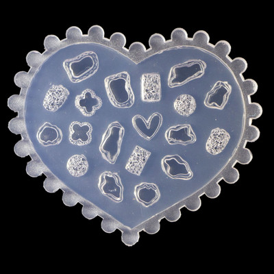 Красива силиконова форма за гравиране на нокти 3D Bow Love Heart Shape Mold Плоча за щамповане Шаблон за нокти Направи си сам инструмент за нокти