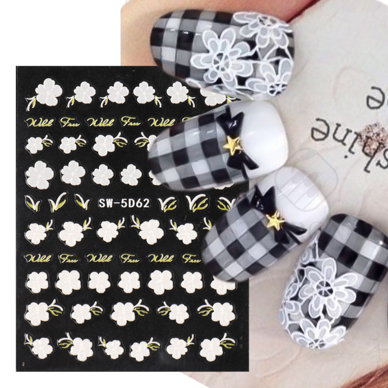 5D armsa jänese reljeefne küünekunsti kleebised pitstekstuuriga akrüülkampsuni kleebised võlusid, suvise sõbrapäeva maniküüri kaunistus